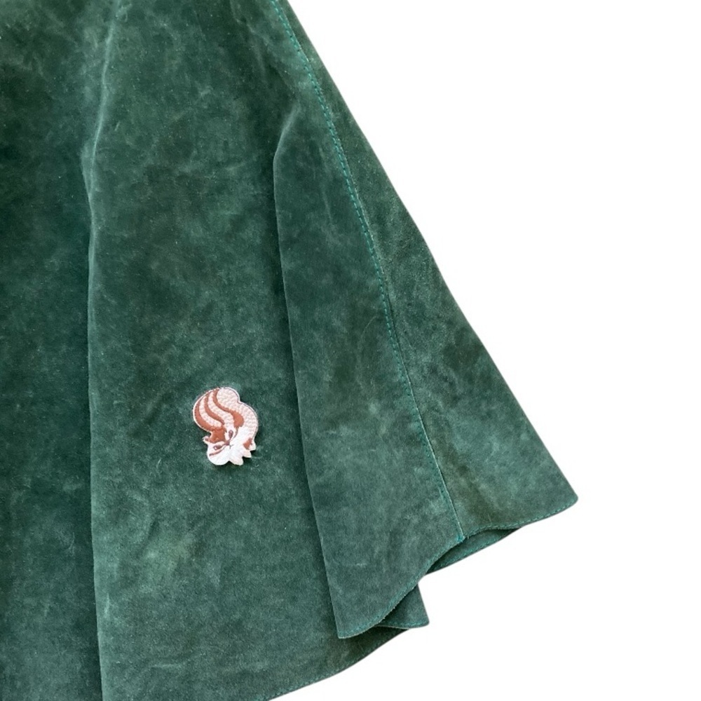 3.1 Phillip Lim Forest Green Suede Skirt Silk Lined Italian Hardware Embroidered - Picture 9 of 14